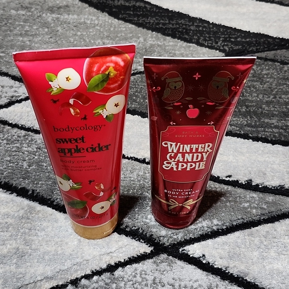 BATH & BODY WORKS WINTER CANDY APPLE & BODYCOLOGY SWEET APPLE CIDER BODY…